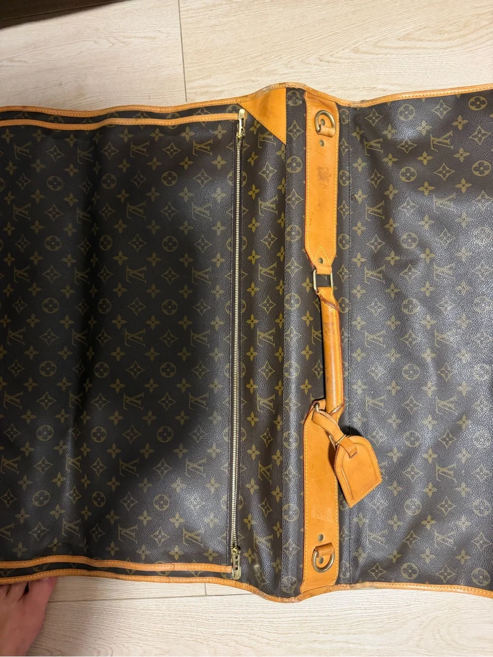 Louis Vuitton Olive Green Garment Bag with Tan Trim